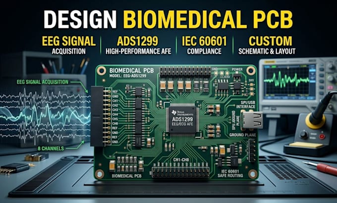 design biomedical pcb eeg with ads1299 iec 60601 compliance biomedical signal