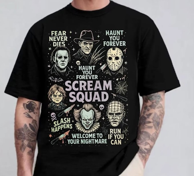 make retro horror spooky halloween t shirt logo
