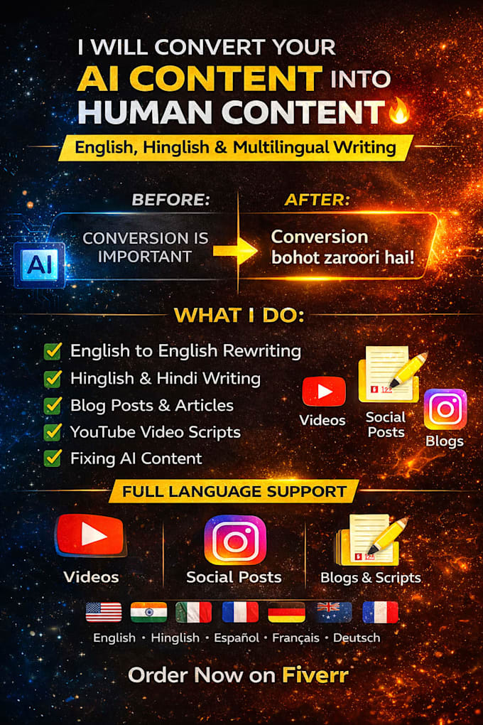 humanize ai content into natural hinglish or simple hindi