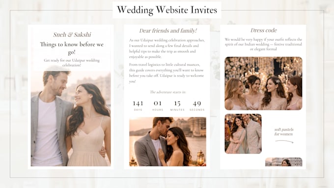 create a modern wedding invitation website with rsvp and countdown