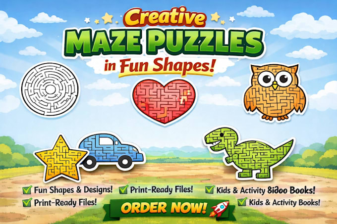 create maze puzzles in different shapes in 24 hours