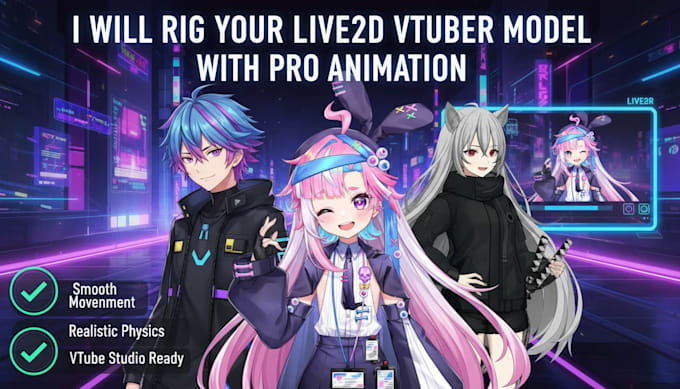 rig live2d vtuber model with pro animation for vtube studio