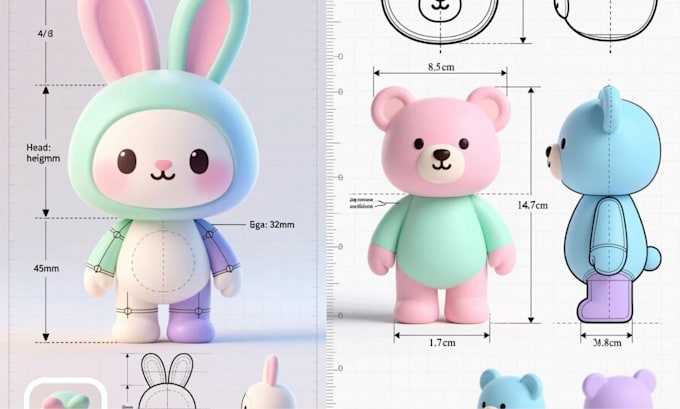 create 3d plushie model  labubu cute mascot character stl for 3d printing