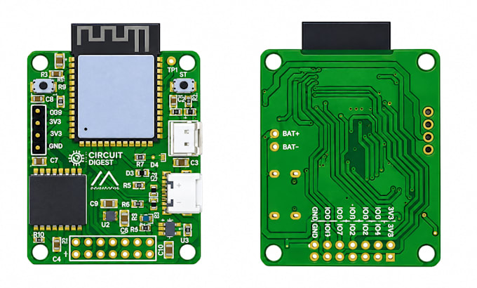 do pcb layout design 3d enclosure circuit design and schematic firmware esp32