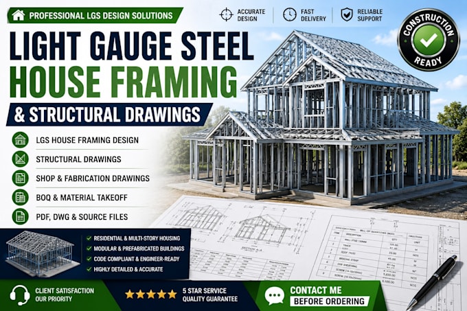 design light gauge steel house framing and structural drawings