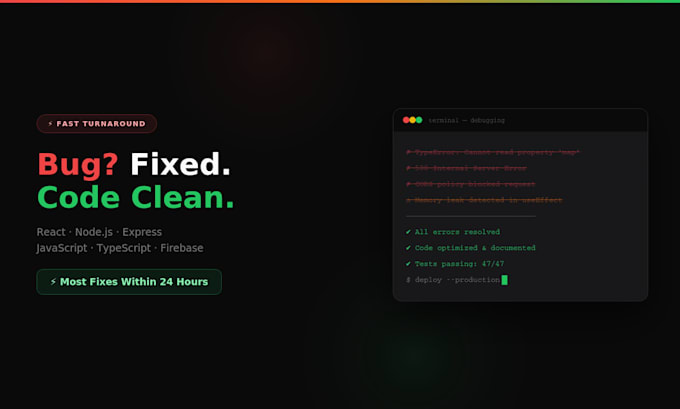 fix bugs and errors in your nextjs nodejs or js app
