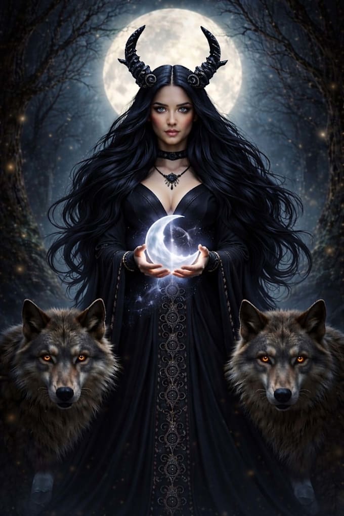 custom gothic feminine artwork, witchy decor