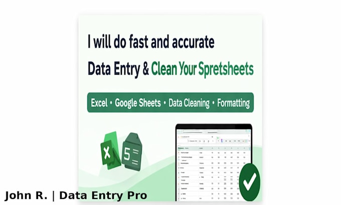 do data entry, excel, and clean up your spreadsheets fast