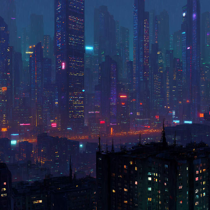 do a cyberpunk futuristic city