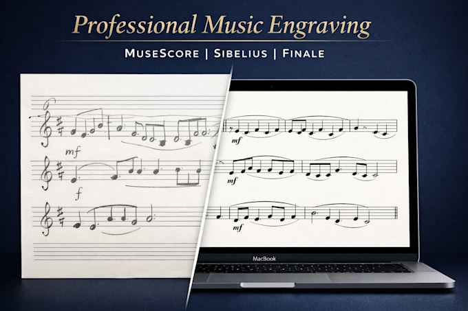 engrave printable sheet music score in musescore, sibelius, finale PDF