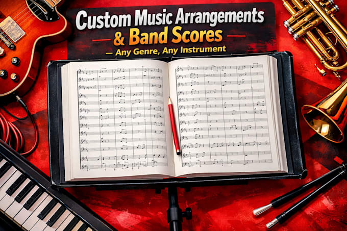 write a music arrangement, composition sheet, chord chart, and band arrangement