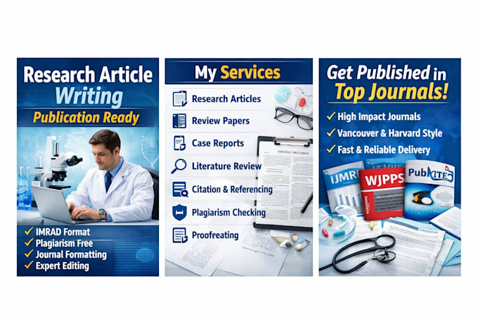 write medical, pharmacy and research articles for journal publication