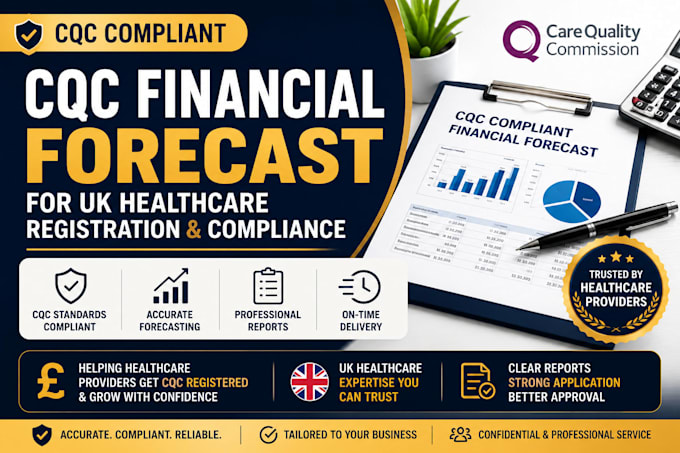prepare a cqc compliant financial forecast for UK healthcare registration