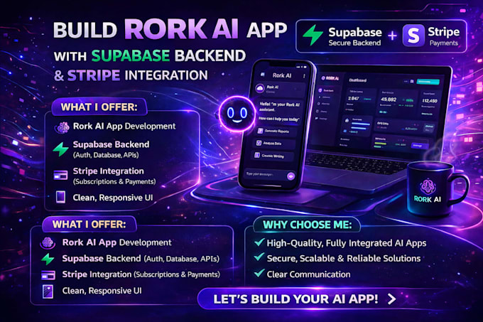 Build rork ai app with supabase backend and stripe integration by ...