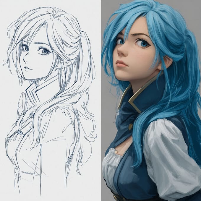 draw a professional anime character illustration
