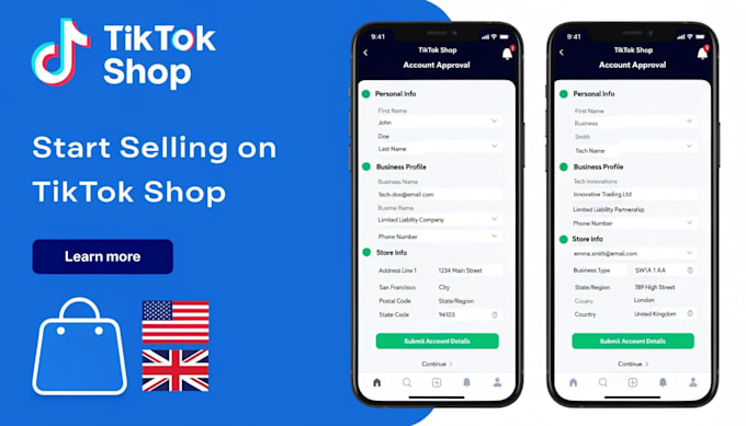 create and approve your tiktok shop account for USA, uk