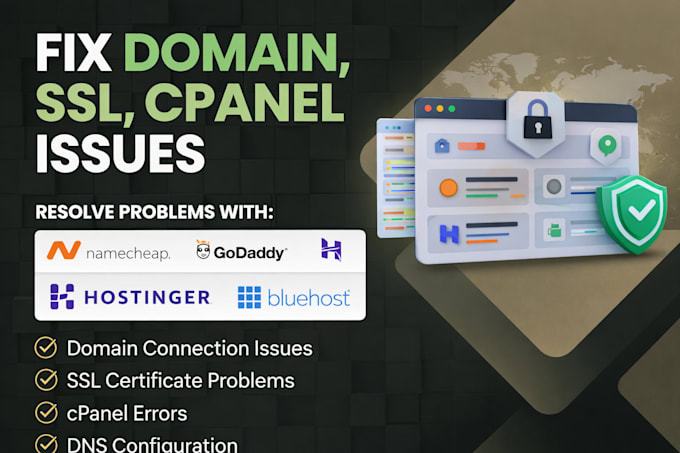 fix domain, ssl, cpanel, namecheap, godaddy, hostinger, bluehost issue