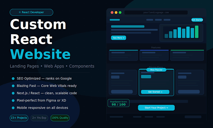 build a responsive react website or landing page with SEO optimization
