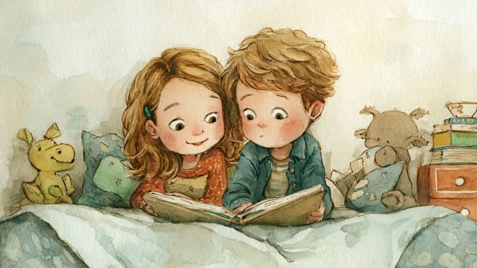 create watercolor children illustration