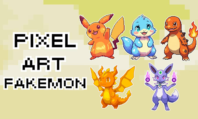create pokemon or fakemon pixel art sprite for your game