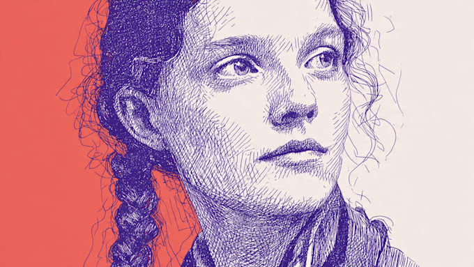create linocut portrait illustration