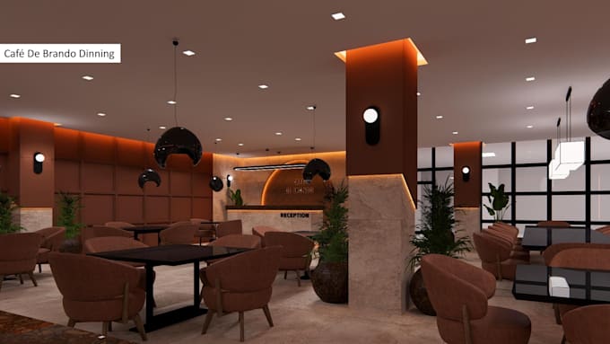 do restaurant interior design and realistic 3d rendering