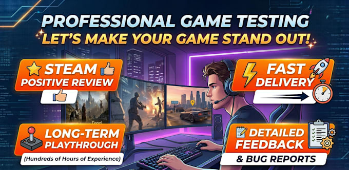professionally test and feedback your steam or mobile game