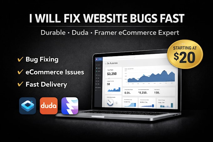 fix debug and resolve issues on durable duda framer ecommerce website