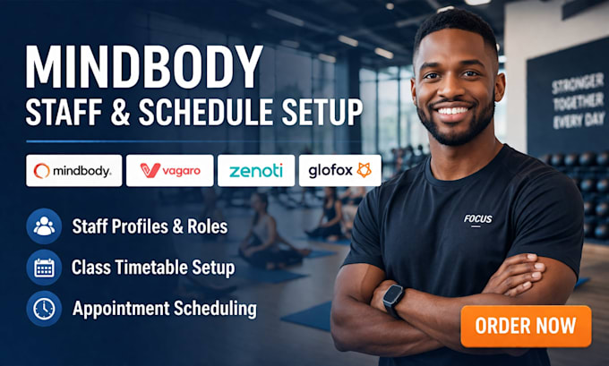 set up your mindbody staff profiles, schedules and class timetable
