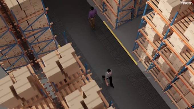 design 3d smart factory logistics and robotic warehouse animation