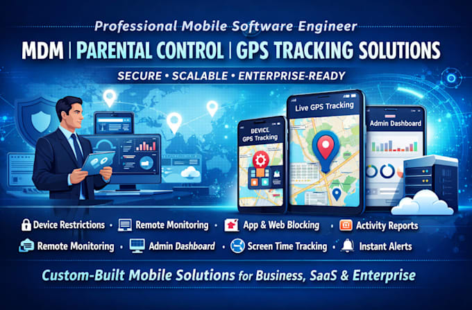 build parental control app, mdm app, gps tracking, mobile device management app