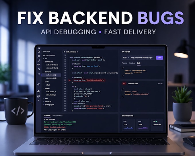Fix your backend bugs or add api features by Firdevsakbayir | Fiverr