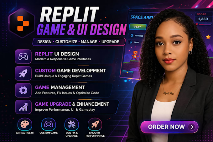 Replit ui spiel design, replit custom spiel, spielverwaltung, spiel-upgrade