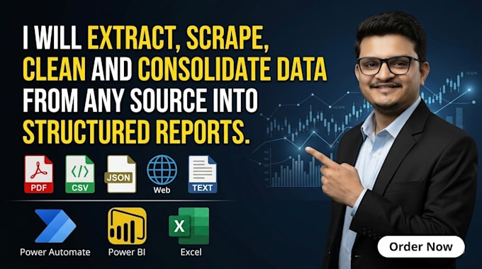 extract, scrape, clean and consolidate data from any source into structured data