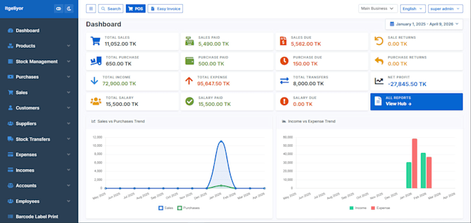 develop custom erp software with laravel, pos, CRM