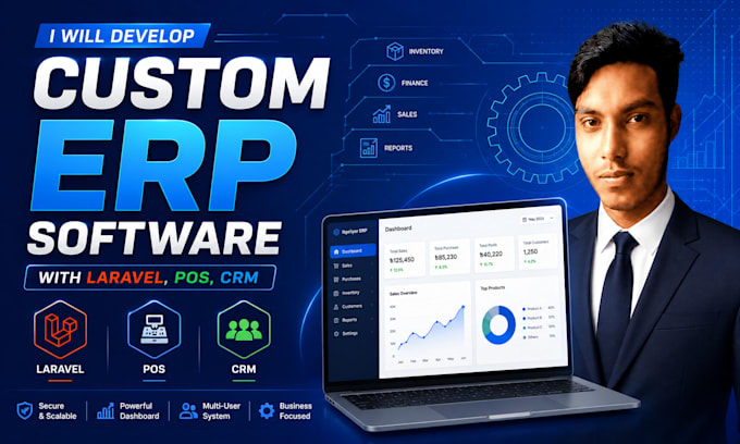 develop custom erp software system with laravel, pos, CRM