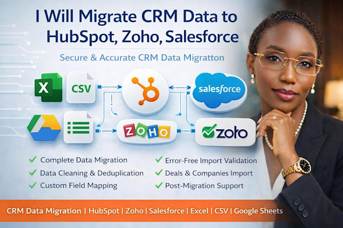 imigrate CRM data from excel, CSV, google sheets to hubspot, zoho, salesforce