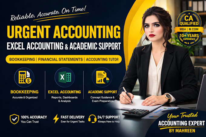 do urgent accounting, excel accounting and academic support