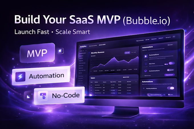develop bubble io, saas mvp, and scalable no code web application
