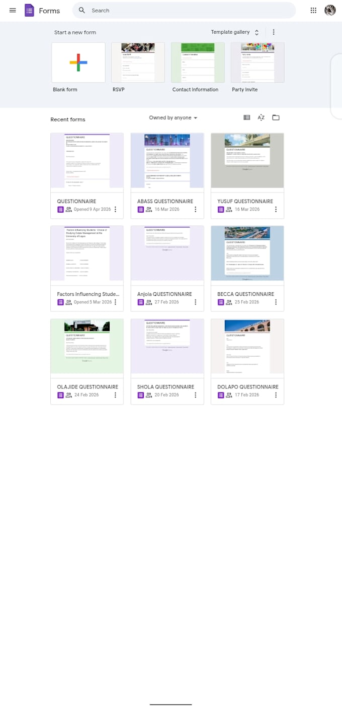 create google forms and surveys