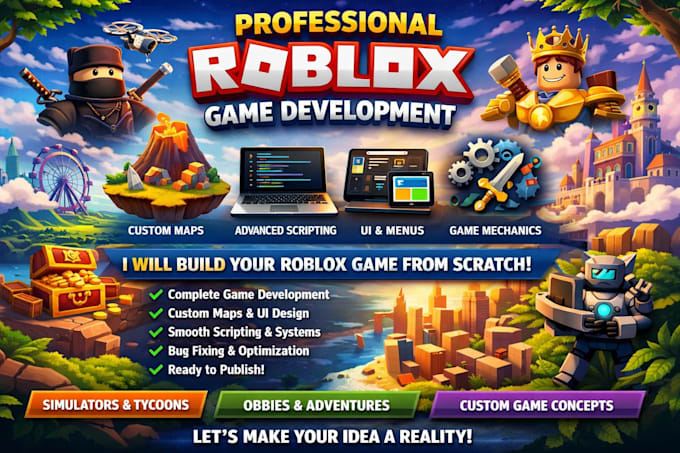 build professional roblox full game map and scripting system