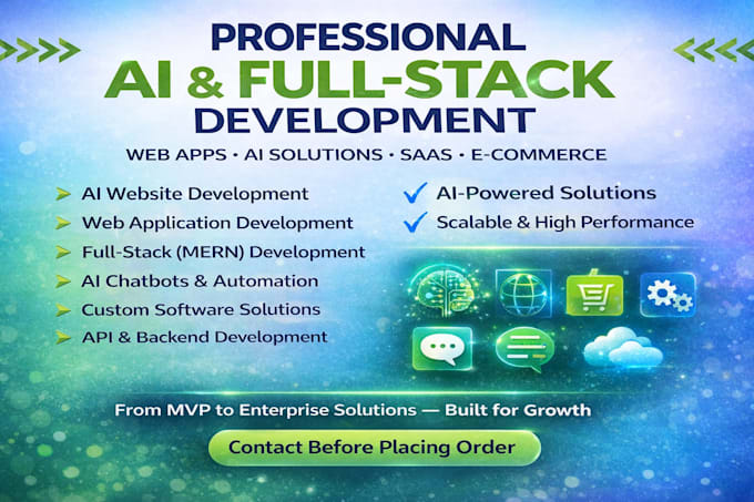 Do ai website development ,chatbot, ai software as full stack web ...