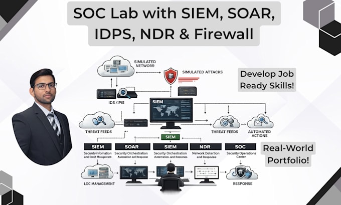 build cybersecurity soc lab with siem, soar, idps, firewall