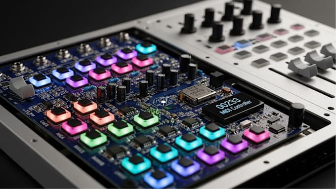 design custom modular midi controller pcb rgb buttons faders firmware, enclosure