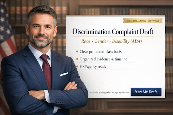 draft a discrimination complaint for race, gender, or disability