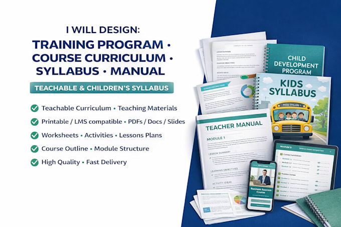 design training program, course curriculum, teachable manual, children syllabus