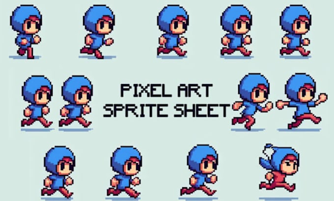 create pixel art character sprite sheet 8bit i6bit direction sprite animation