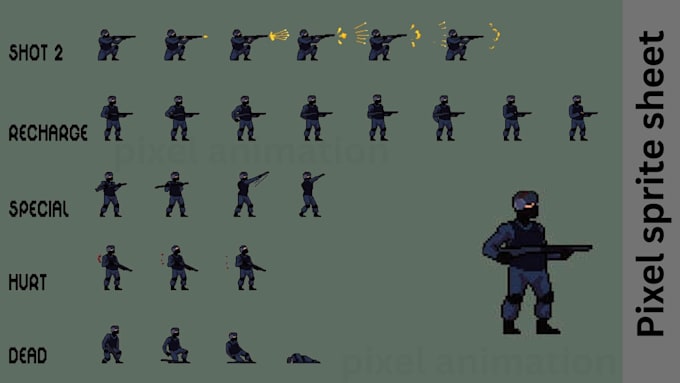 Hochwertige pixel-art-animationen und sprite sheets für spiele ...