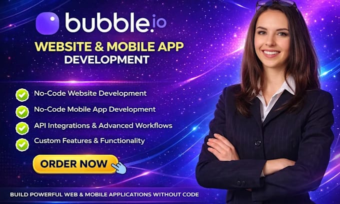 develop bubble io no code web app website bubble io app, bubble saas developer