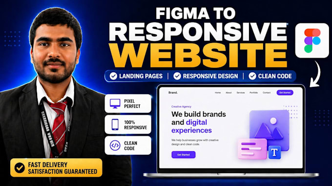 convert figma to responsive react js or html css website
